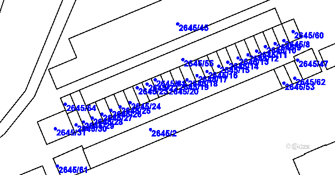 Parcela st. 2645/20 v KÚ Přerov, Katastrální mapa