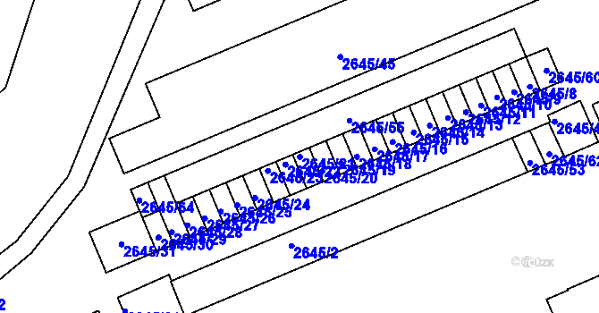 Parcela st. 2645/21 v KÚ Přerov, Katastrální mapa