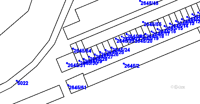 Parcela st. 2645/26 v KÚ Přerov, Katastrální mapa
