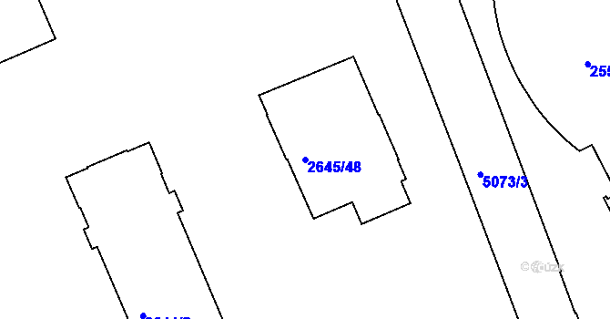 Parcela st. 2645/48 v KÚ Přerov, Katastrální mapa