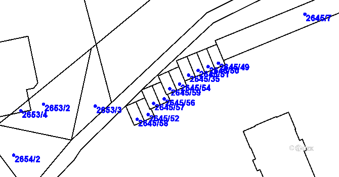 Parcela st. 2645/59 v KÚ Přerov, Katastrální mapa