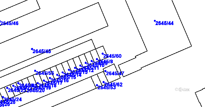 Parcela st. 2645/60 v KÚ Přerov, Katastrální mapa