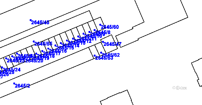 Parcela st. 2645/62 v KÚ Přerov, Katastrální mapa