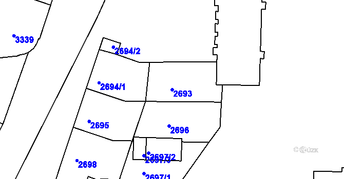 Parcela st. 2693 v KÚ Přerov, Katastrální mapa
