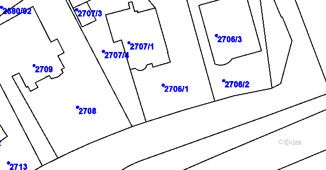 Parcela st. 2706/1 v KÚ Přerov, Katastrální mapa