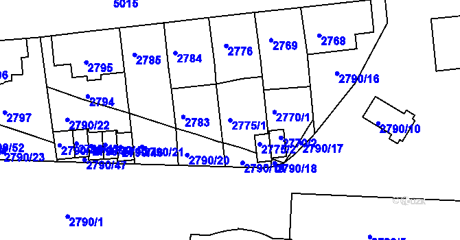 Parcela st. 2775/1 v KÚ Přerov, Katastrální mapa