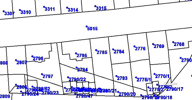 Parcela st. 2785 v KÚ Přerov, Katastrální mapa