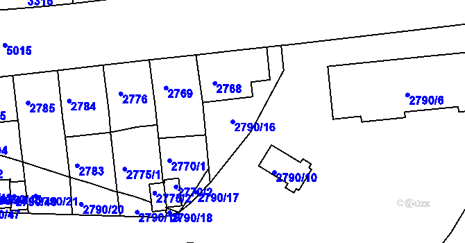 Parcela st. 2790/16 v KÚ Přerov, Katastrální mapa