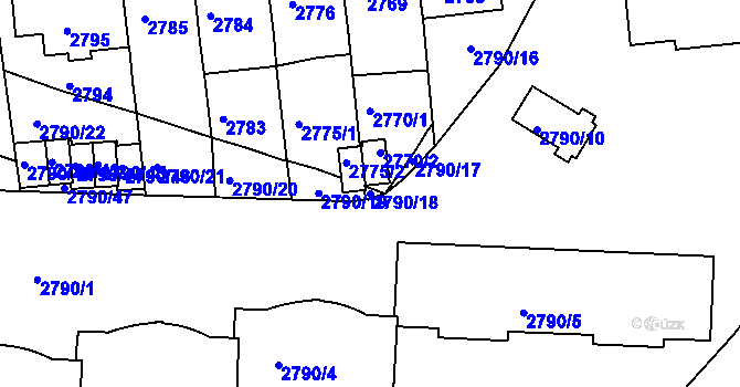 Parcela st. 2790/18 v KÚ Přerov, Katastrální mapa
