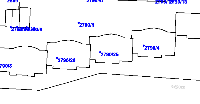 Parcela st. 2790/25 v KÚ Přerov, Katastrální mapa