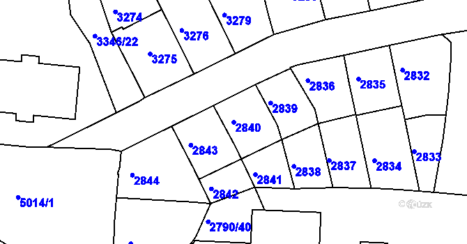 Parcela st. 2840 v KÚ Přerov, Katastrální mapa