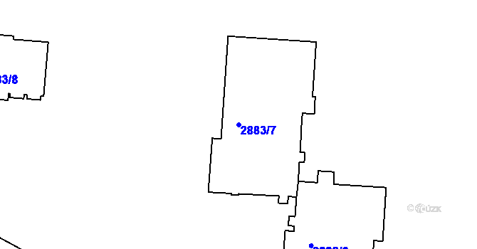 Parcela st. 2883/7 v KÚ Přerov, Katastrální mapa