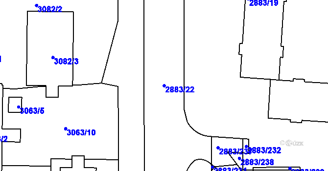 Parcela st. 2883/22 v KÚ Přerov, Katastrální mapa