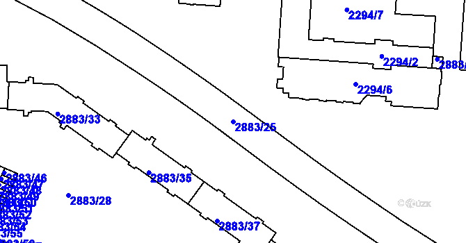 Parcela st. 2883/25 v KÚ Přerov, Katastrální mapa
