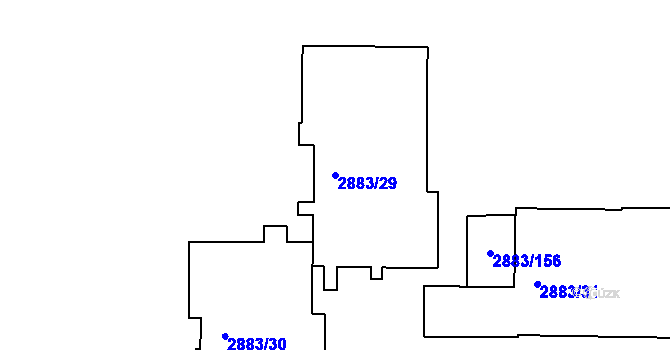 Parcela st. 2883/29 v KÚ Přerov, Katastrální mapa
