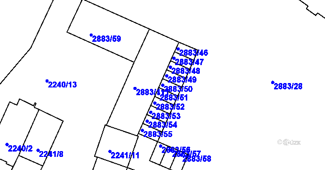 Parcela st. 2883/50 v KÚ Přerov, Katastrální mapa