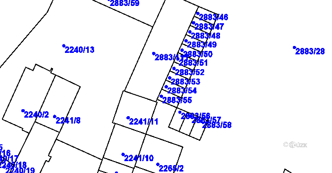 Parcela st. 2883/54 v KÚ Přerov, Katastrální mapa