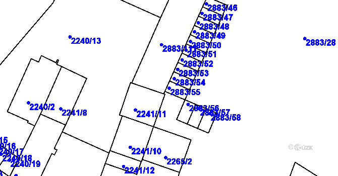 Parcela st. 2883/55 v KÚ Přerov, Katastrální mapa