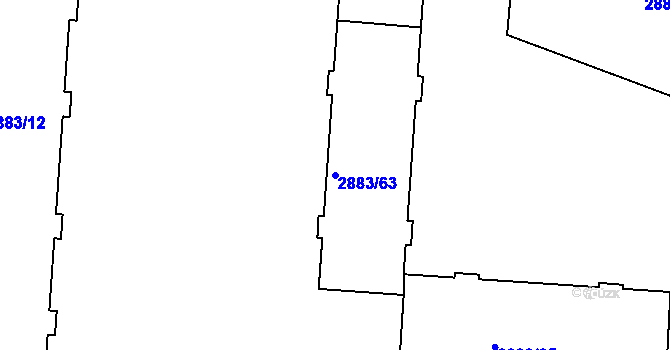 Parcela st. 2883/63 v KÚ Přerov, Katastrální mapa
