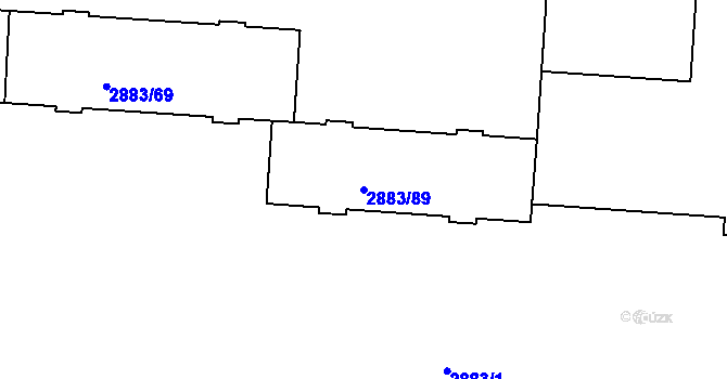 Parcela st. 2883/89 v KÚ Přerov, Katastrální mapa