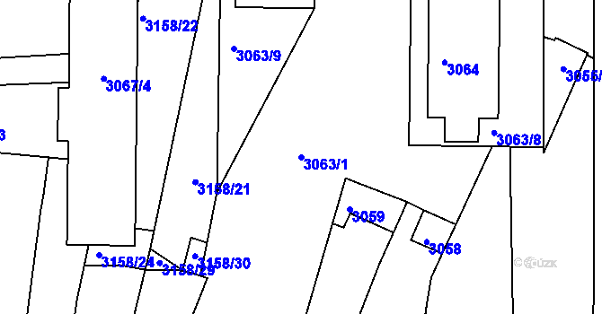 Parcela st. 3063/1 v KÚ Přerov, Katastrální mapa