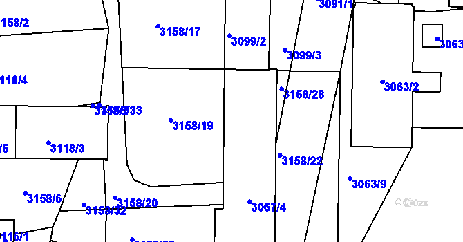 Parcela st. 3067/3 v KÚ Přerov, Katastrální mapa
