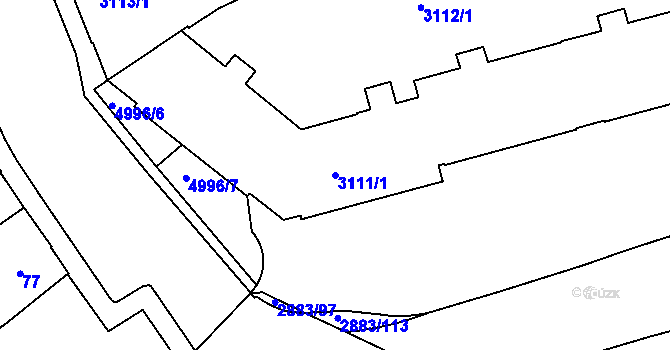 Parcela st. 3111/1 v KÚ Přerov, Katastrální mapa