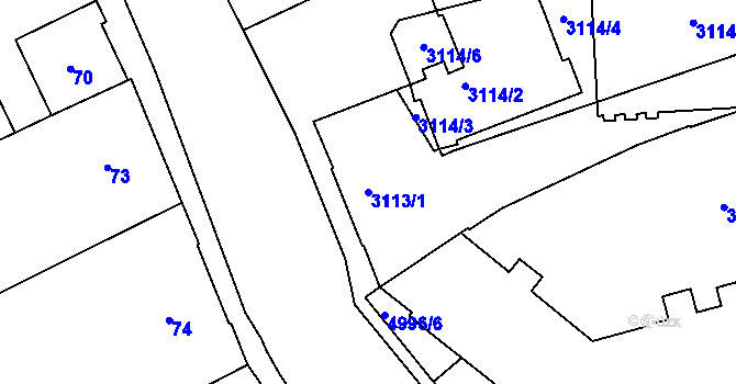 Parcela st. 3113/1 v KÚ Přerov, Katastrální mapa