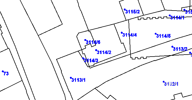Parcela st. 3114/2 v KÚ Přerov, Katastrální mapa