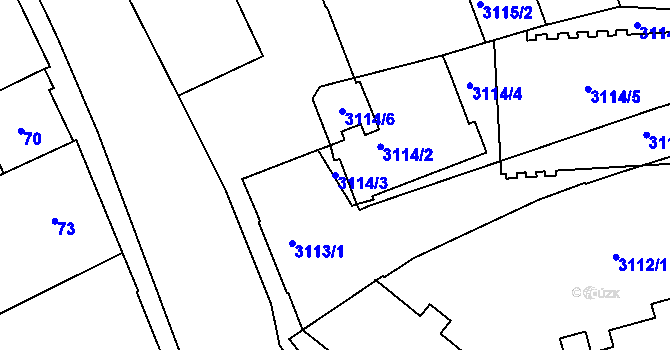 Parcela st. 3114/3 v KÚ Přerov, Katastrální mapa