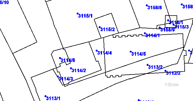 Parcela st. 3114/4 v KÚ Přerov, Katastrální mapa