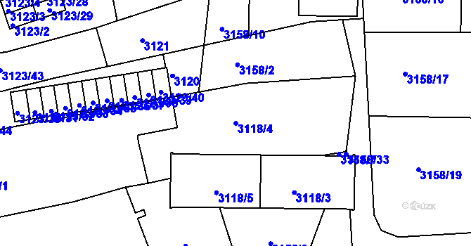 Parcela st. 3118/4 v KÚ Přerov, Katastrální mapa