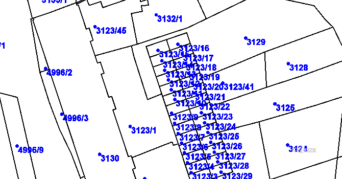 Parcela st. 3123/11 v KÚ Přerov, Katastrální mapa