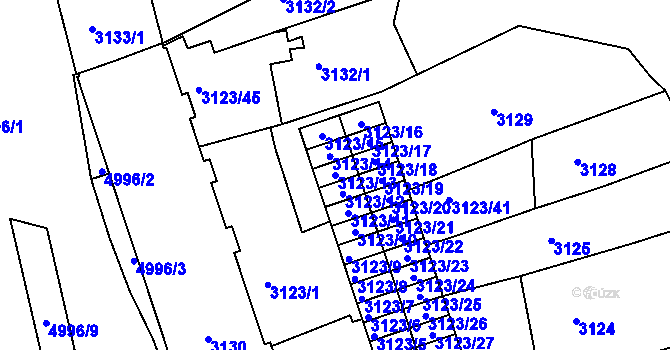 Parcela st. 3123/13 v KÚ Přerov, Katastrální mapa