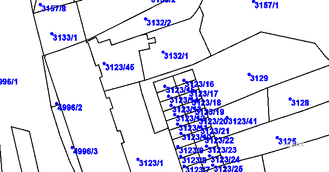 Parcela st. 3123/15 v KÚ Přerov, Katastrální mapa