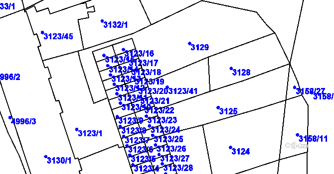 Parcela st. 3123/41 v KÚ Přerov, Katastrální mapa