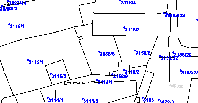 Parcela st. 3158/8 v KÚ Přerov, Katastrální mapa