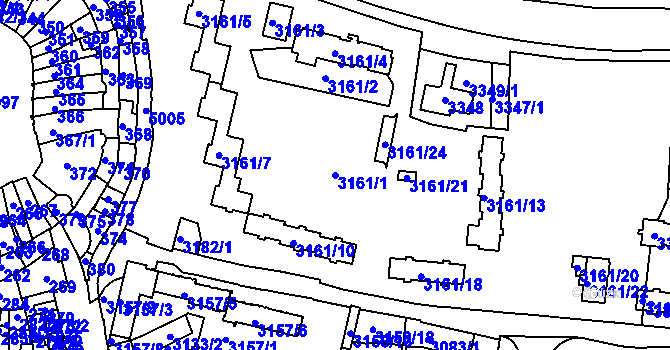 Parcela st. 3161/1 v KÚ Přerov, Katastrální mapa