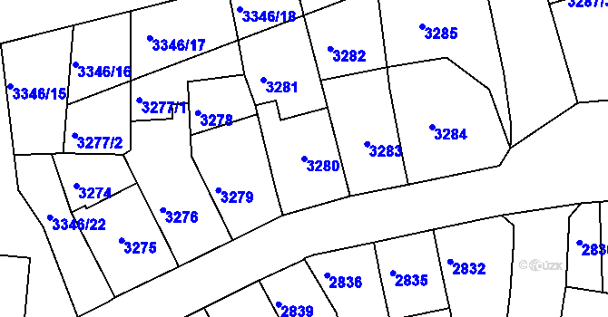 Parcela st. 3280 v KÚ Přerov, Katastrální mapa