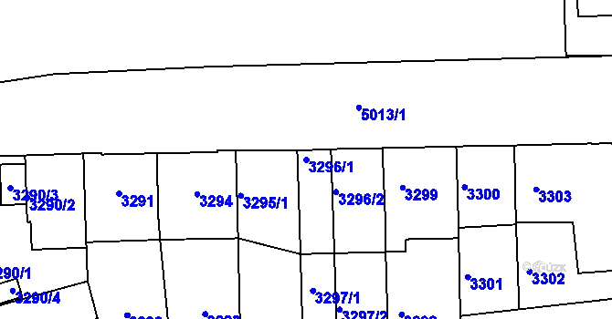 Parcela st. 3296/1 v KÚ Přerov, Katastrální mapa