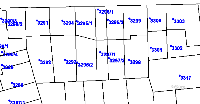 Parcela st. 3297/1 v KÚ Přerov, Katastrální mapa