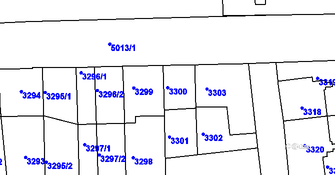 Parcela st. 3300 v KÚ Přerov, Katastrální mapa