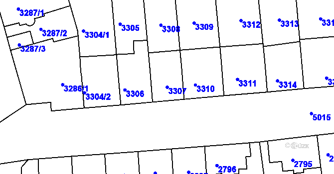Parcela st. 3307 v KÚ Přerov, Katastrální mapa