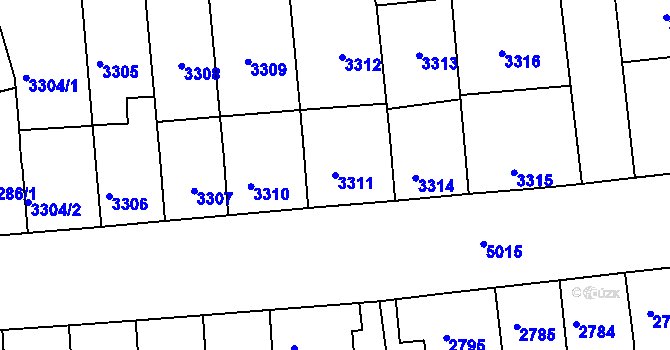 Parcela st. 3311 v KÚ Přerov, Katastrální mapa