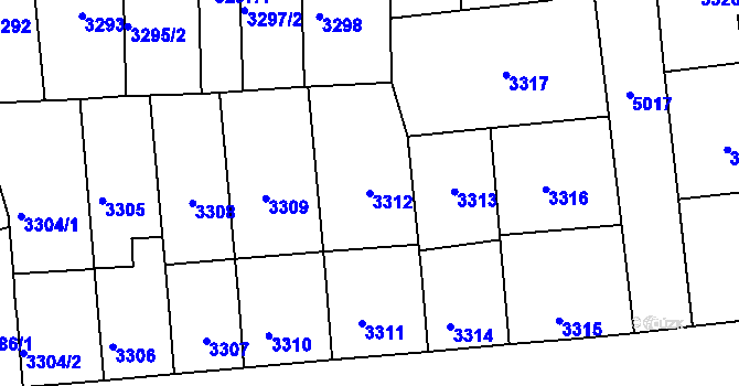 Parcela st. 3312 v KÚ Přerov, Katastrální mapa