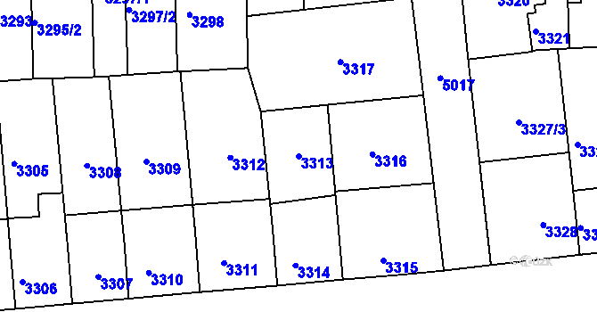 Parcela st. 3313 v KÚ Přerov, Katastrální mapa