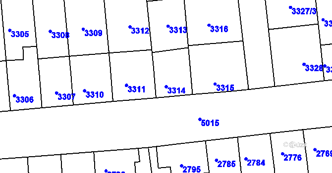 Parcela st. 3314 v KÚ Přerov, Katastrální mapa