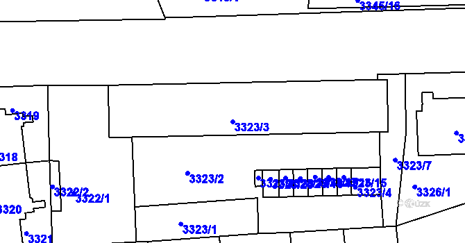 Parcela st. 3323/3 v KÚ Přerov, Katastrální mapa