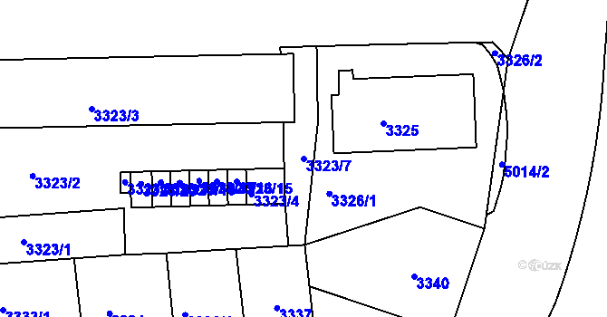 Parcela st. 3323/7 v KÚ Přerov, Katastrální mapa