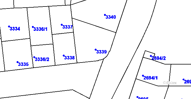 Parcela st. 3339 v KÚ Přerov, Katastrální mapa
